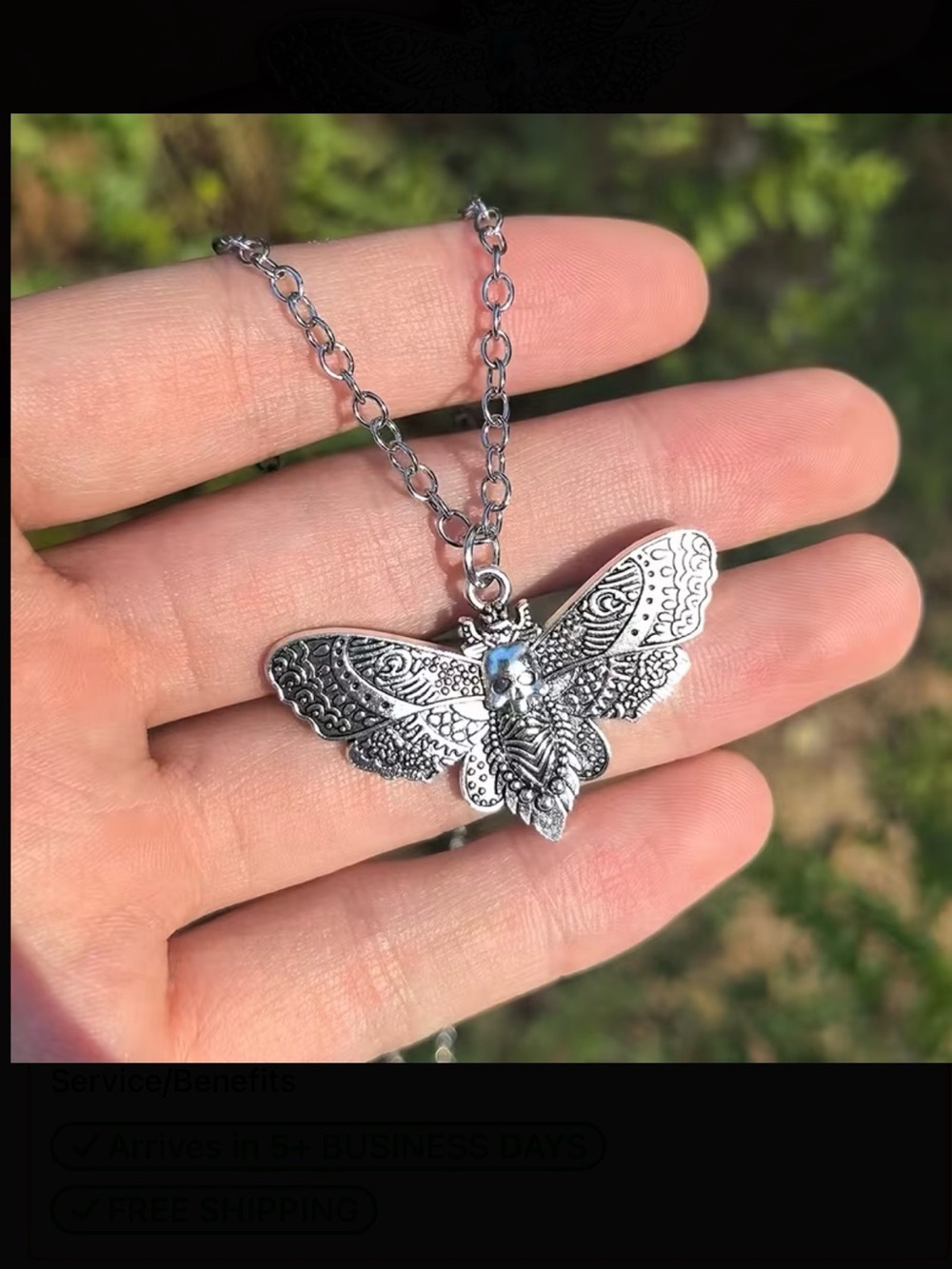 ⭐️ Bohemian Silver Moth Pendant Necklace - Women Jewelry